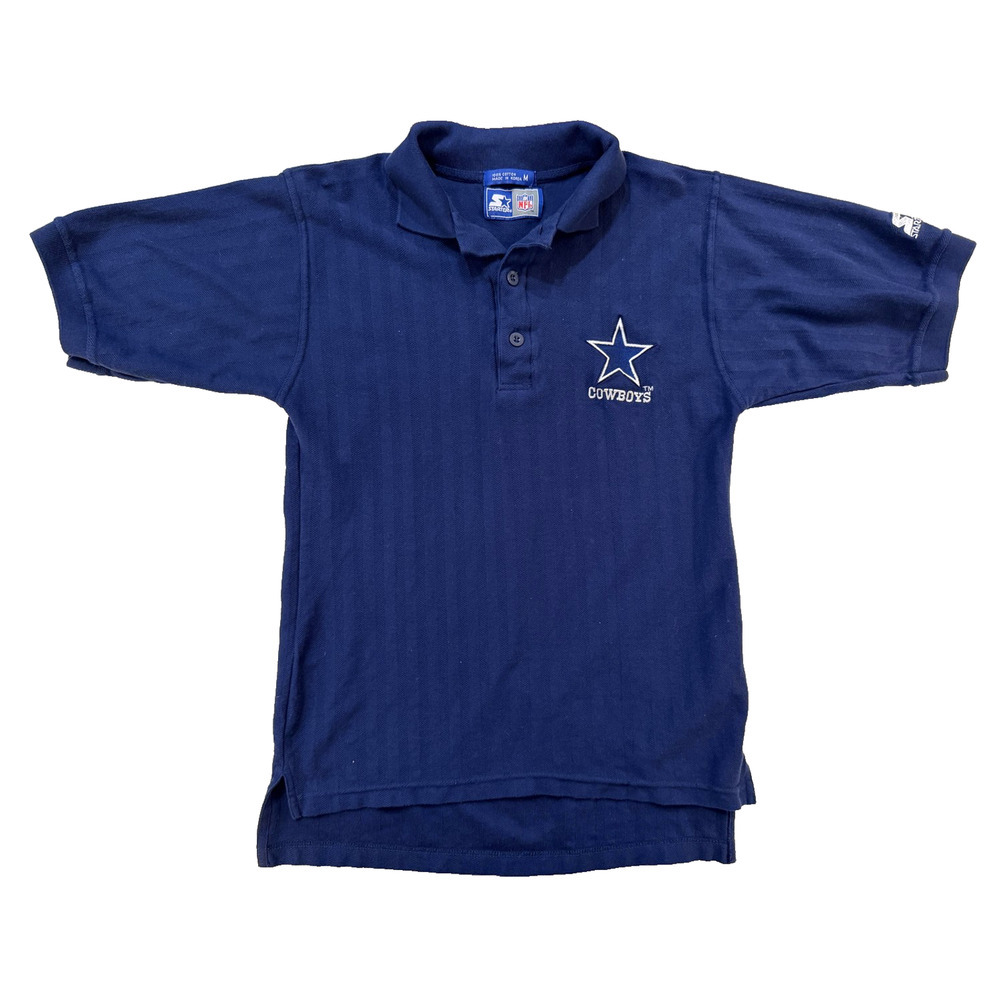 90s Starter Dallas Cowboys Polo Shirt Mens M Navy NFL Football VTG‎ Sportswear